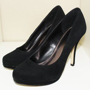 Bakers Black Suede Platform Heels
